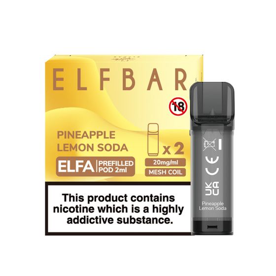 wholesale price [New] ELFBAR ELFA 2ML Prefilled Pod 2pcs Flavor: Pineapple Lemon Soda | Strength: 2% Nic TPD ENG