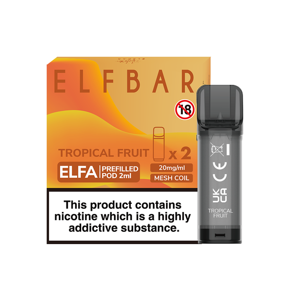 [New] ELFBAR ELFA 2ML Prefilled Pod 2pcs Flavor: Tropical Fruit | Strength: 2% Nic TPD ENG UK supplier