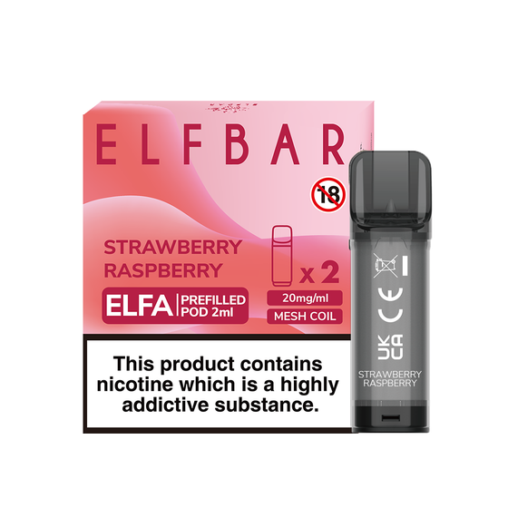 [New] ELFBAR ELFA 2ML Prefilled Pod 2pcs Flavor: Strawberry Raspberry | Strength: 2% Nic TPD ENG wholesale price