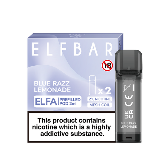 [New] ELFBAR ELFA 2ML Prefilled Pod 2pcs Flavor: Blue Razz Lemonade | Strength: 2% Nic TPD ENG UK supplier