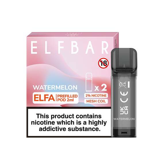 UK shop [New] ELFBAR ELFA 2ML Prefilled Pod 2pcs Flavor: Watermelon | Strength: 2% Nic TPD ENG