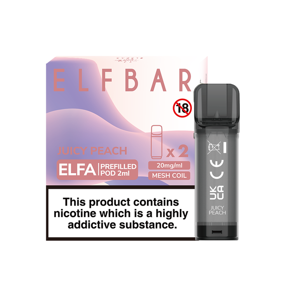 cheap [New] ELFBAR ELFA 2ML Prefilled Pod 2pcs Flavor: Juicy Peach | Strength: 2% Nic TPD ENG