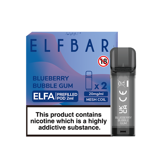 cheap [New] ELFBAR ELFA 2ML Prefilled Pod 2pcs Flavor: Blueberry Bubble Gum | Strength: 2% Nic TPD ENG