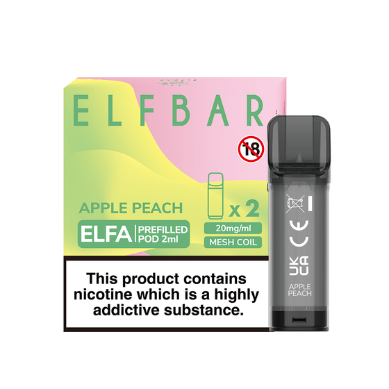 [New] ELFBAR ELFA 2ML Prefilled Pod 2pcs Flavor: Apple Peach | Strength: 2% Nic TPD ENG UK shop