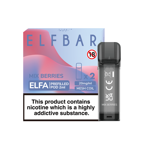 UK wholesale [New] ELFBAR ELFA 2ML Prefilled Pod 2pcs Flavor: Mix Berries | Strength: 2% Nic TPD ENG