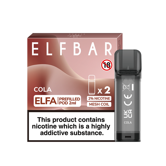 for wholesale [New] ELFBAR ELFA 2ML Prefilled Pod 2pcs Flavor: Cola | Strength: 2% Nic TPD ENG