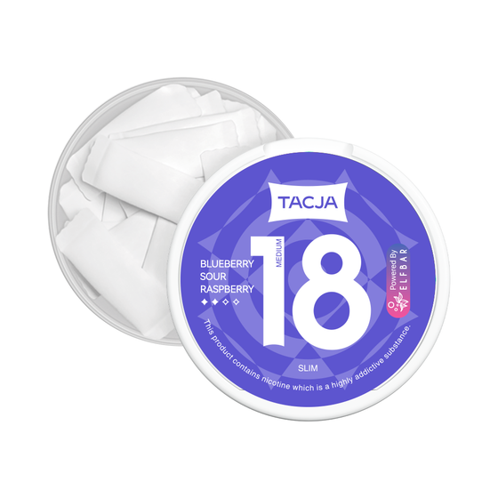 [Silm]TACJA nicotine pouch x 20 (UK) 1Can Flavor: Blueberry Sour Raspberry | Strength: 18mg for wholesale