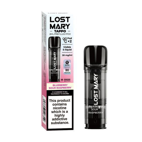 UK shop [New] LOST MARY TAPPO 2ML Prefilled Pod Flavor: Blueberry Sour Raspberry | Strength: 2% Nic TPD ENG