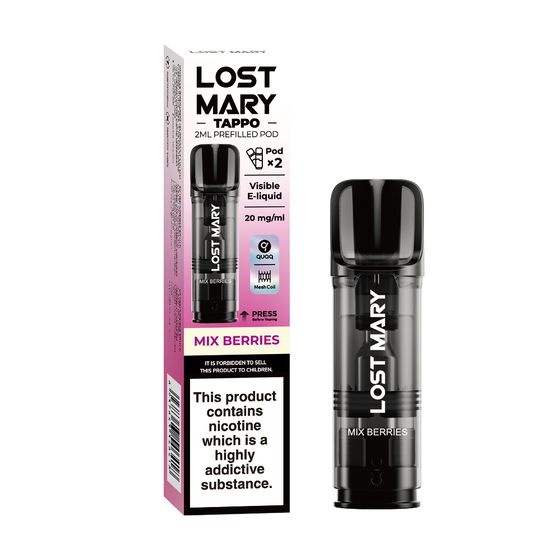 UK supplier [New] LOST MARY TAPPO 2ML Prefilled Pod Flavor: Mix Berries | Strength: 2% Nic TPD ENG