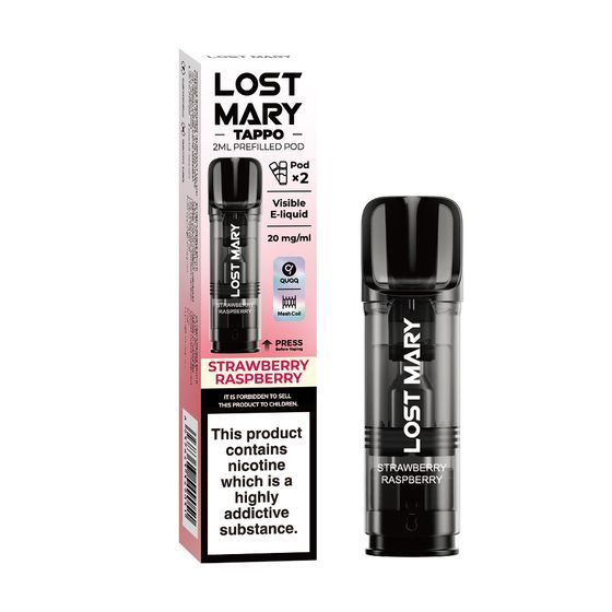 wholesale price [New] LOST MARY TAPPO 2ML Prefilled Pod Flavor: Strawberry Raspberry | Strength: 2% Nic TPD ENG