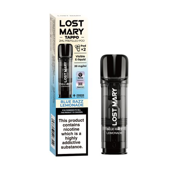 wholesale price [New] LOST MARY TAPPO 2ML Prefilled Pod Flavor: Blue Razz Lemonade | Strength: 2% Nic TPD ENG