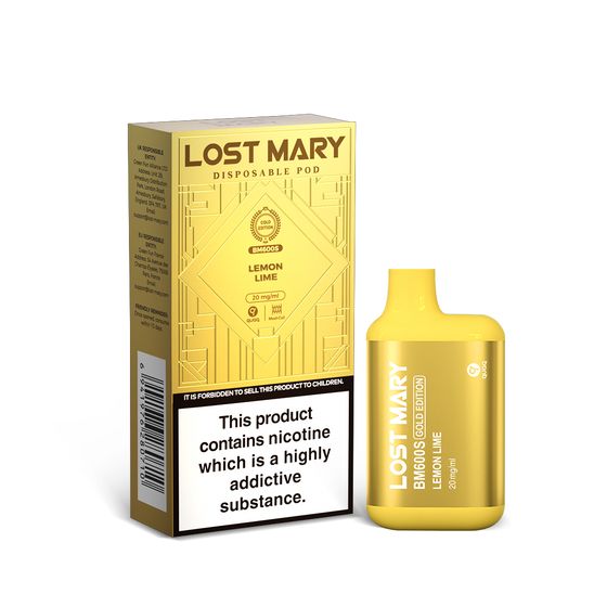 [NEW] LOST MARY BM600S Gold Edition Disposable Pod Device Flavor: Lemon Lime | Strength: 2% Nic ENG UK wholesale