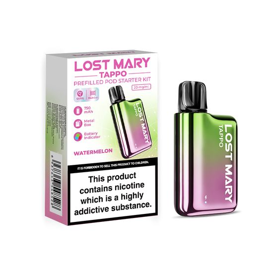 [New] LOST MARY TAPPO Prefilled Pod Starter Kit Flavor: GREEN PINK + WATERMELON | Strength: 2% Nic TPD ENG authentic