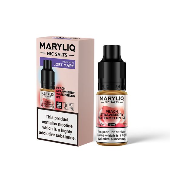 MARYLIQ Nic Salts M-Liquids 10ml (UK) Flavor: Peach Strawberry Watermelon Ice | Strength: 2% Nic TPD ENG UK shop