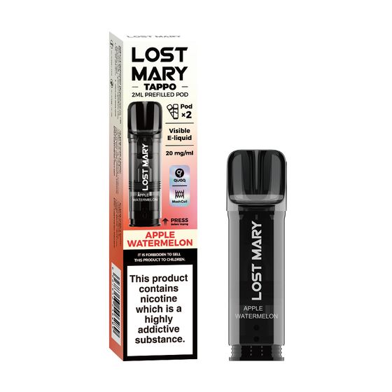 wholesale [New] LOST MARY TAPPO 2ML Prefilled Pod 2pcs Flavor: Apple Watermelon | Strength: 2% Nic TPD ENG