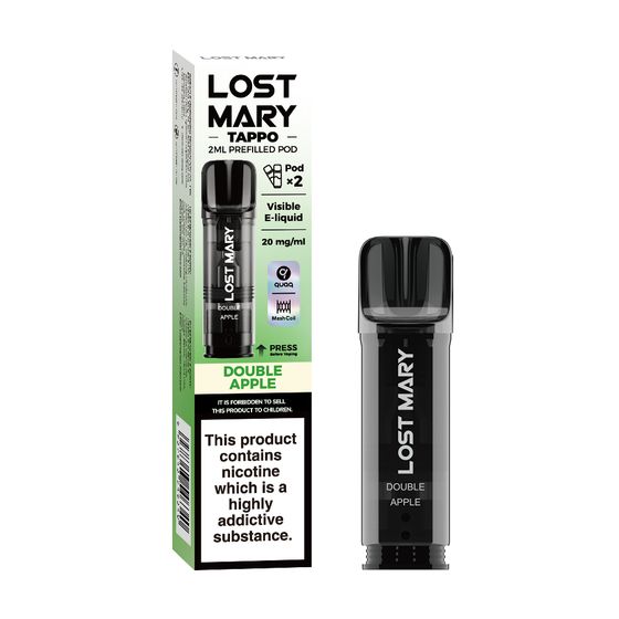 for wholesale [New] LOST MARY TAPPO 2ML Prefilled Pod 2pcs Flavor: Double Apple | Strength: 2% Nic TPD ENG