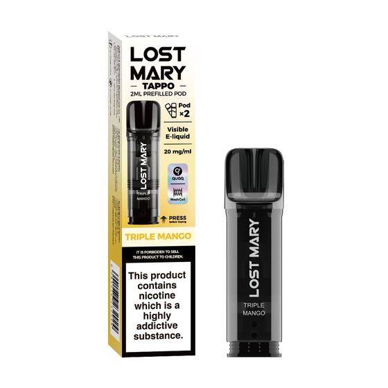 for wholesale [New] LOST MARY TAPPO 2ML Prefilled Pod 2pcs Flavor: Triple Mango | Strength: 2% Nic TPD ENG