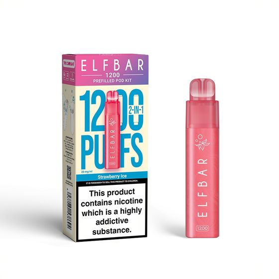 ELFBAR 1200 PREFILLED POD KIT (UK) 1PC Strength: 2% Nic ENG | Flavor: Strawberry Ice UK store