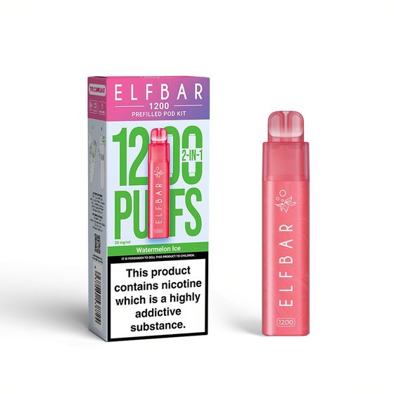 ELFBAR 1200 PREFILLED POD KIT (UK) 1PC Strength: 2% Nic ENG | Flavor: Watermelon Ice UK supplier