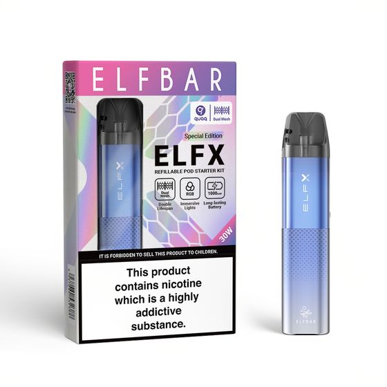 UK shop ELFBAR ELFX Refillable Dual Mesh Pod Starter Kit Special Edtion 1×2 (0.6Ω/ 0.8Ω) (UK) 1PC Color: Blue