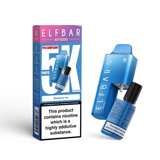 UK store ELFBAR AF5000 Rechargeable Device Strength: 2% Nic ENG | Flavor: Blueberry Ice