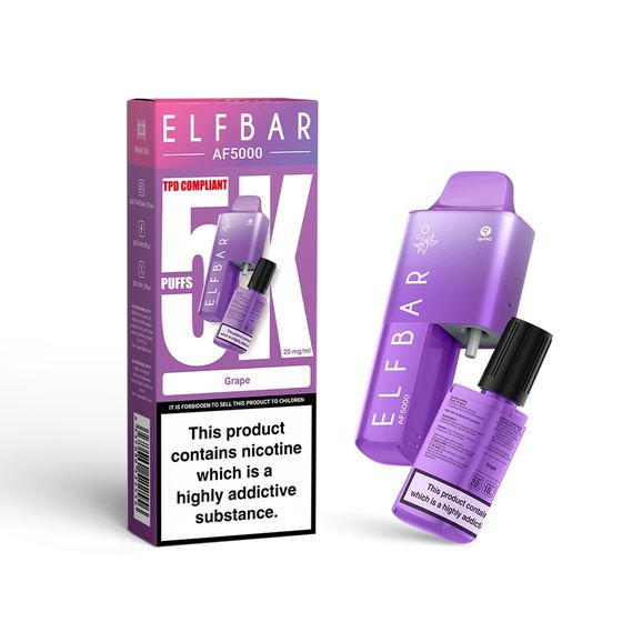 ELFBAR AF5000 Rechargeable Device Strength: 2% Nic ENG | Flavor: Grape authentic