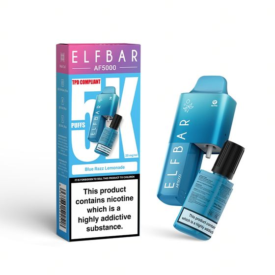 UK supplier ELFBAR AF5000 Rechargeable Device Strength: 2% Nic ENG | Flavor: Blue Razz Lemonade