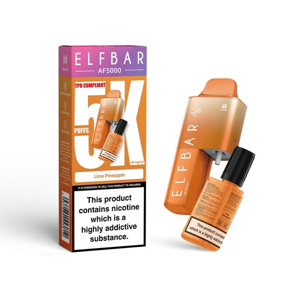 UK supplier ELFBAR AF5000 Rechargeable Device Strength: 2% Nic ENG | Flavor: Lime Pineapple