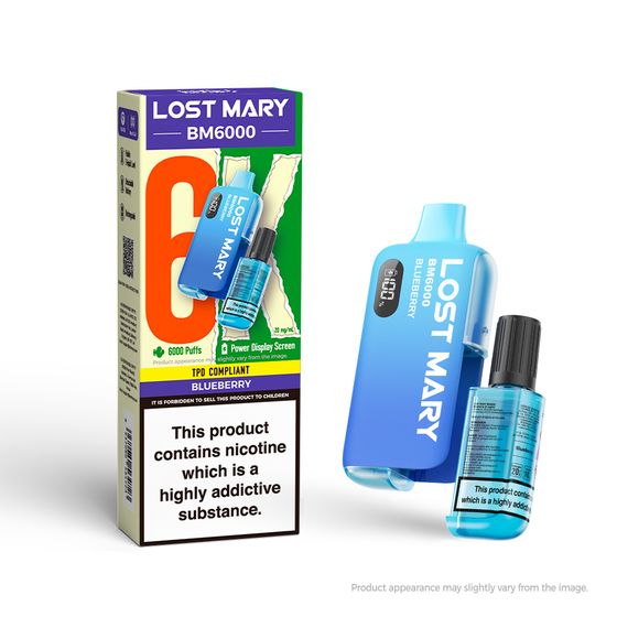 LOST MARY BM6000 Rechargeable Device (UK) 1PC Strength: 2% Nic ENG | Flavor: Blueberry UK store