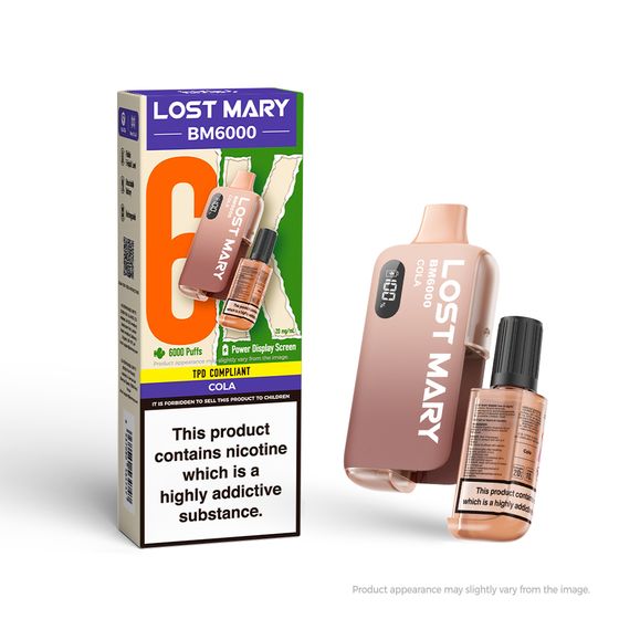 LOST MARY BM6000 Rechargeable Device (UK) 1PC Strength: 2% Nic ENG | Flavor: Cola authentic