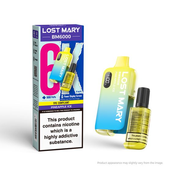 UK supplier LOST MARY BM6000 Rechargeable Device (UK) 1PC Strength: 2% Nic ENG | Flavor: Pineapple Ice
