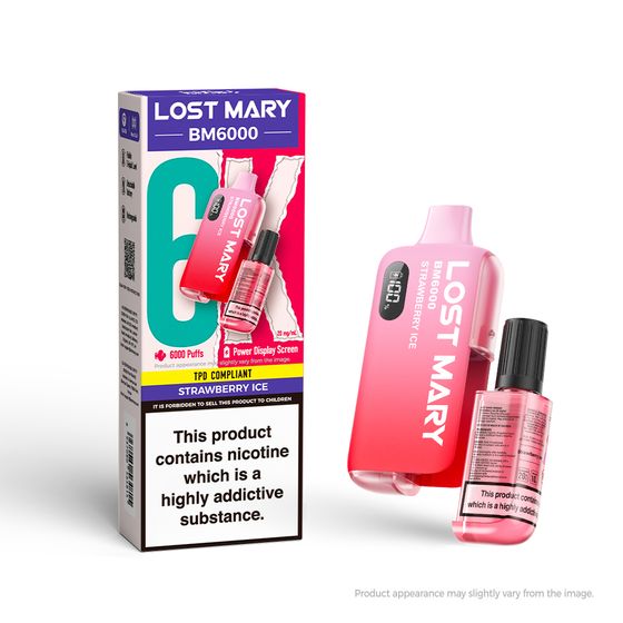 LOST MARY BM6000 Rechargeable Device (UK) 1PC Strength: 2% Nic ENG | Flavor: Strawberry Ice for wholesale