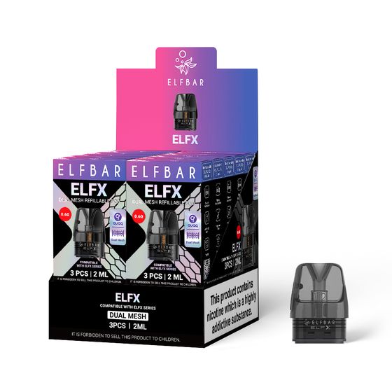 authentic ELFBAR ELFX Dual Mesh Refillable Pod 0.8Ω&0.6Ω (UK) 1PC