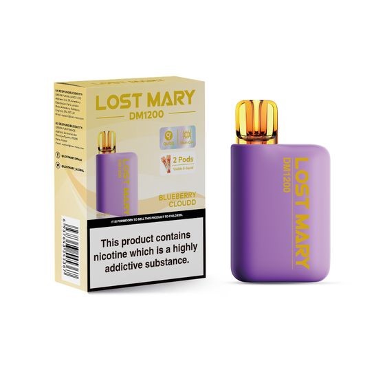 LOST MARY DM1200 Disposable Pod Kit (UK) 1PC-2% Nic ENG (EBST) Flavor: Blueberry Cloudd | Strength: 2% Nic ENG UK supplier