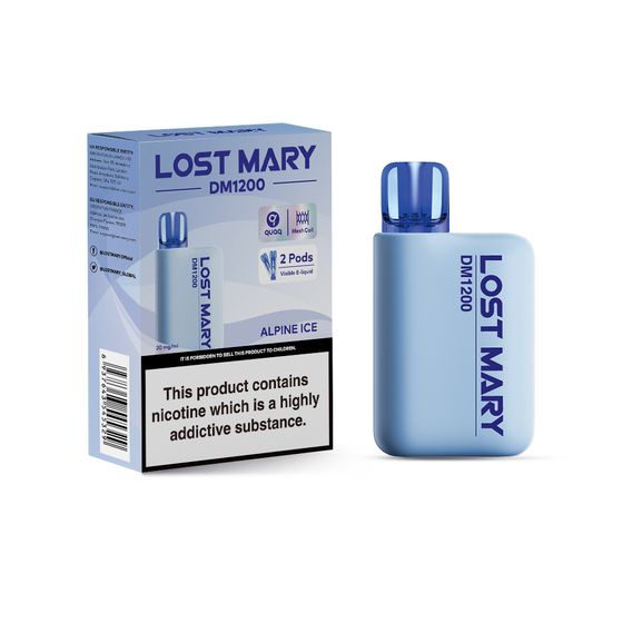 LOST MARY DM1200 Disposable Pod Kit (UK) 1PC-2% Nic ENG (EBST) Flavor: Alpine Ice | Strength: 2% Nic ENG UK wholesale