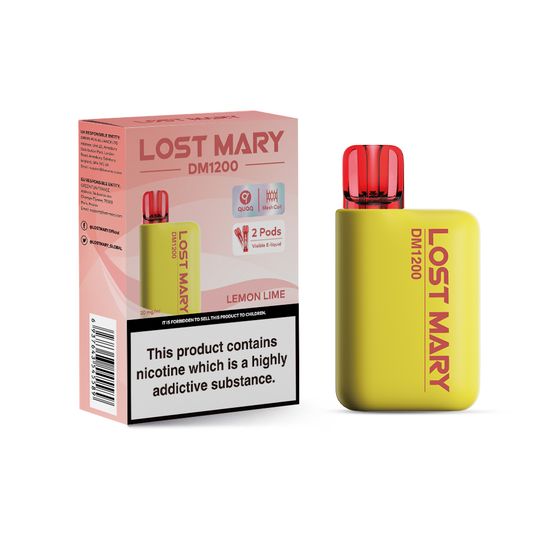 UK store LOST MARY DM1200 Disposable Pod Kit (UK) 1PC-2% Nic ENG (EBST) Flavor: Lemon Lime | Strength: 2% Nic ENG