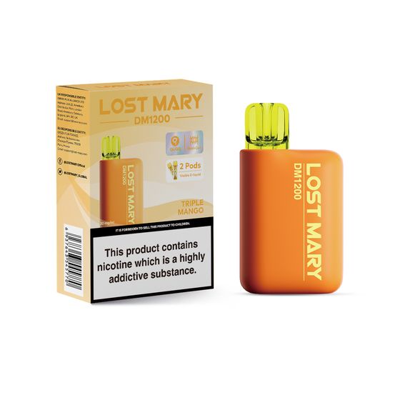 cheap LOST MARY DM1200 Disposable Pod Kit (UK) 1PC-2% Nic ENG (EBST) Flavor: Triple Mango | Strength: 2% Nic ENG