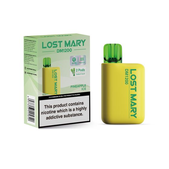 LOST MARY DM1200 Disposable Pod Kit (UK) 1PC-2% Nic ENG (EBST) Flavor: Pineapple Ice | Strength: 2% Nic ENG authentic