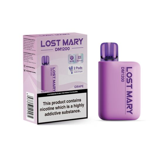 LOST MARY DM1200 Disposable Pod Kit (UK) 1PC-2% Nic ENG (EBST) Flavor: Grape | Strength: 2% Nic ENG authentic