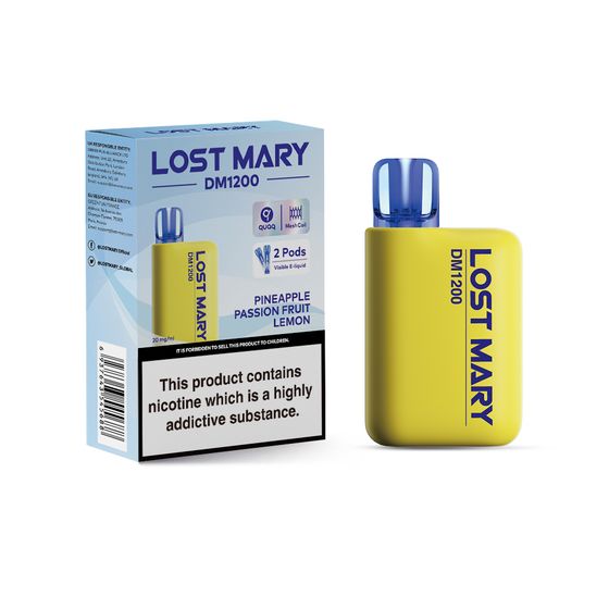 LOST MARY DM1200 Disposable Pod Kit (UK) 1PC-2% Nic ENG (EBST) Flavor: Pineapple Passion Fruit Lemon | Strength: 2% Nic ENG UK shop