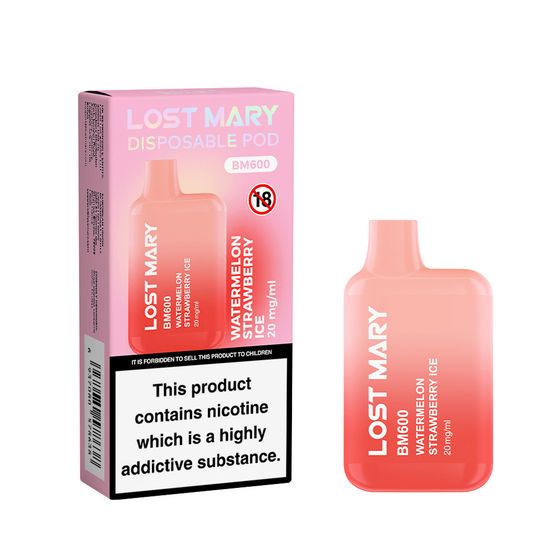 UK shop [NEW] LOST MARY Box BM600 Disposable Pod Device Flavor: Watermelon Strawberry Ice | Strength: 2% Nic TPD ENG