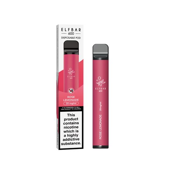 [NEW] ELFBAR 600 Disposable Pod Device 20mg Flavor: Rose Lemonade | Strength: 2% Nic TPD ENG authentic