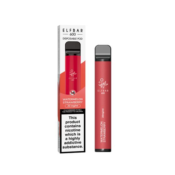 UK store [NEW] ELFBAR 600 Disposable Pod Device 20mg Flavor: Watermelon Strawberry | Strength: 2% Nic TPD ENG