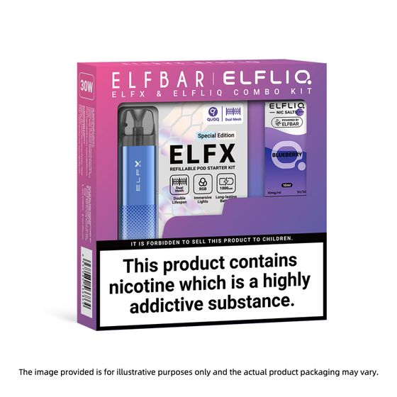 ELFBAR ELFX Refillable Pod Kit × ELFLIQ Nic Salts E-Liquids 10ML (UK) 1PC UK supplier