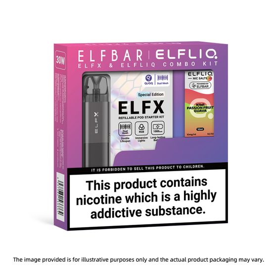 ELFBAR ELFX Refillable Pod Kit × ELFLIQ Nic Salts E-Liquids 10ML (UK) 1PC UK supplier