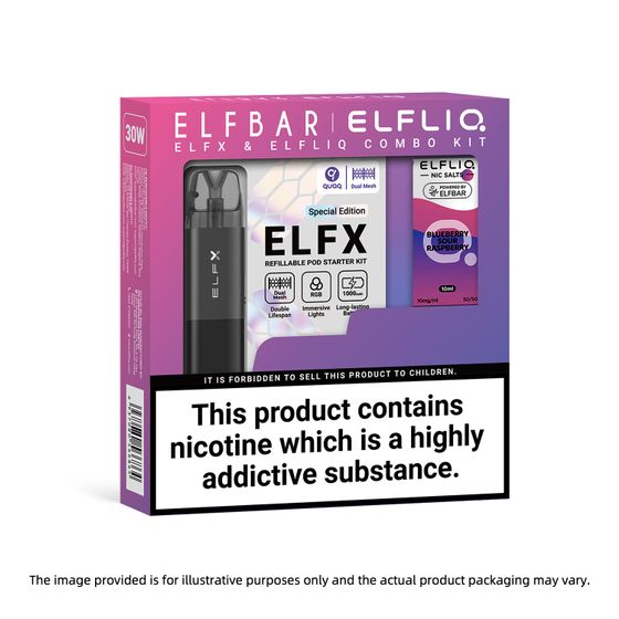 ELFBAR ELFX Refillable Pod Kit × ELFLIQ Nic Salts E-Liquids 10ML (UK) 1PC UK store