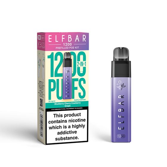 wholesale ELFBAR 1200 PREFILLED POD KIT (UK) 1PC Strength: 2% Nic ENG | Flavor: Blueberry Cherry Cranberry+Grape