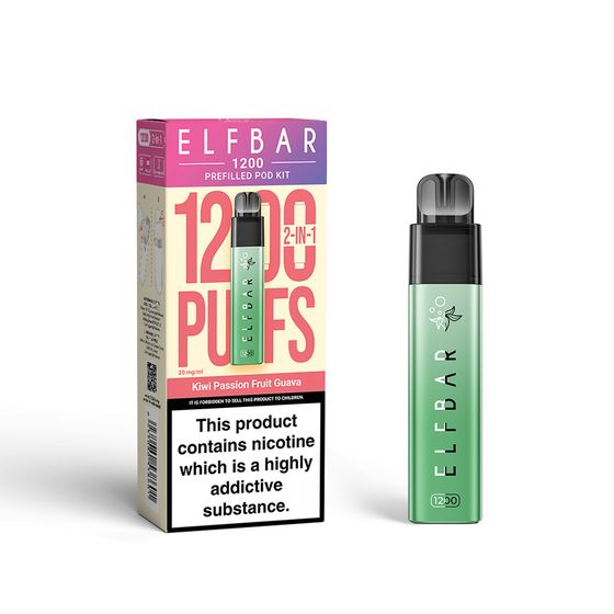 wholesale ELFBAR 1200 PREFILLED POD KIT (UK) 1PC Strength: 2% Nic ENG | Flavor: Kiwi Passion Fruit Guava