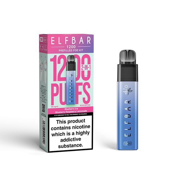 ELFBAR 1200 PREFILLED POD KIT (UK) 1PC Strength: 2% Nic ENG | Flavor: Blueberry Ice+Blueberry Raspberry Lemonade UK shop