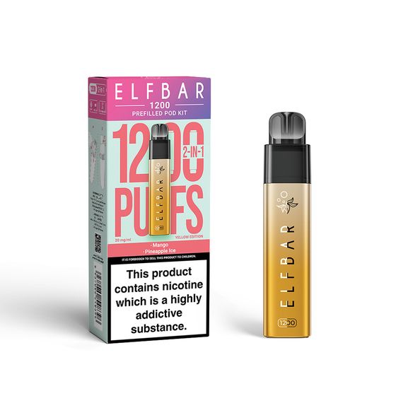 wholesale ELFBAR 1200 PREFILLED POD KIT (UK) 1PC Strength: 2% Nic ENG | Flavor: Mango+Pineapple Ice